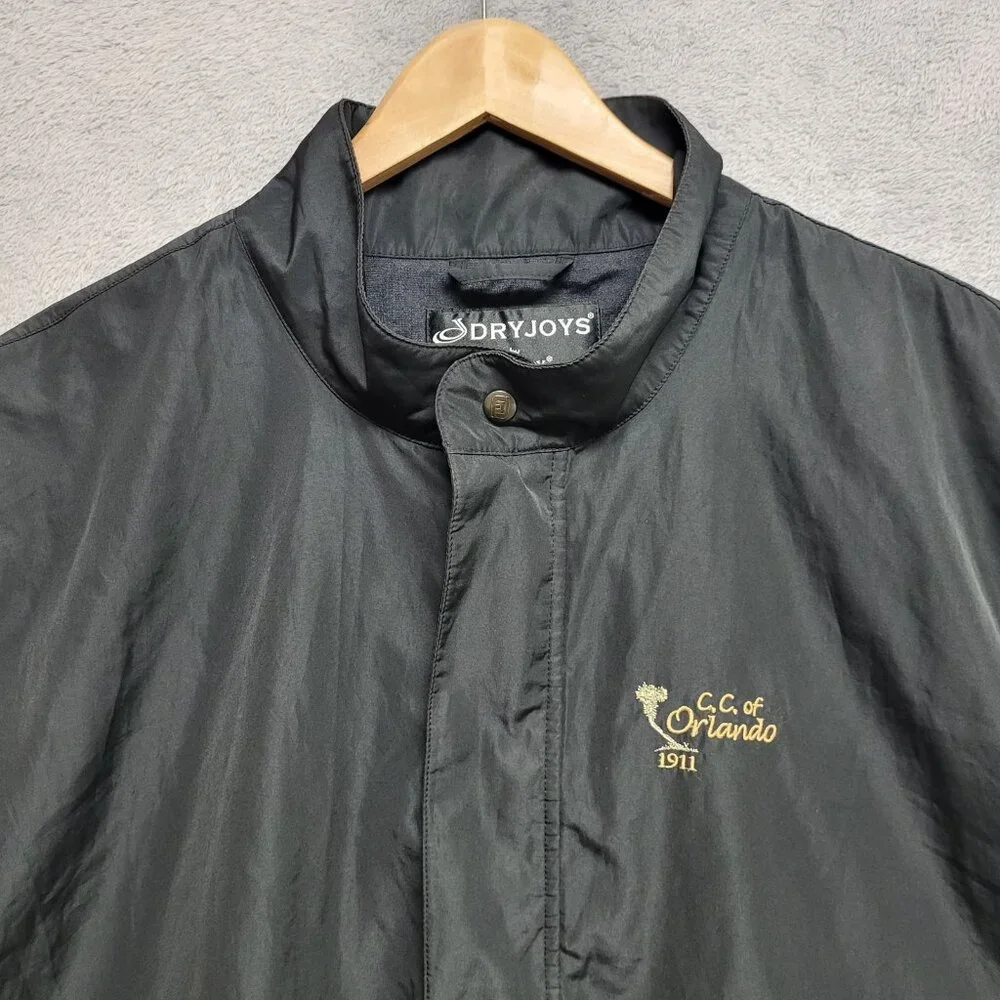 DryJoys Vest Mens XL Black Windbreaker 1/2 Zip FootJoy Country Club Of Orlando